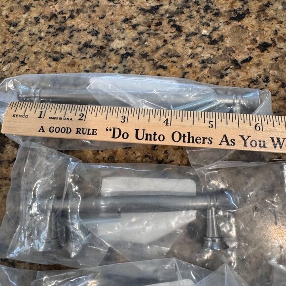 Brainerd Satin Nickel Drawer Pull & Knob Set of 6 Kitchen Hardware varied sizes - Picture 6 of 12